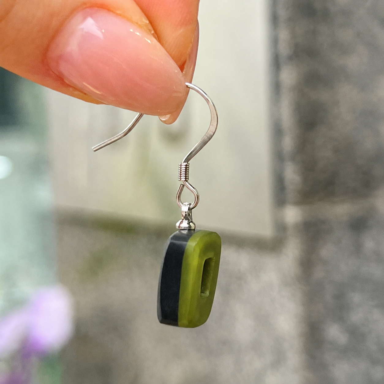 Pre-Order | Pistachio Hollow Square Drop Earrings | Watch This Space