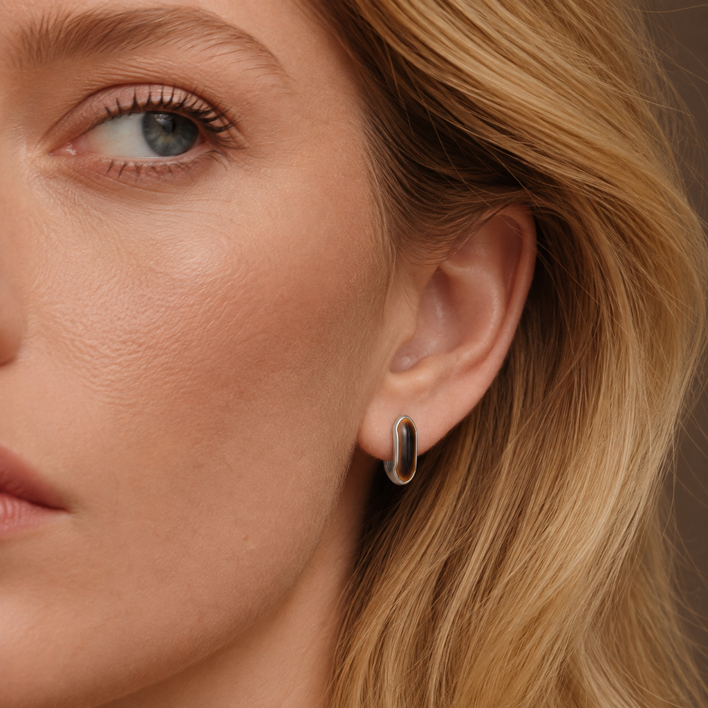 Tiger Eye Huggie Sterling Silver Hoop Earrings | Ania Haie