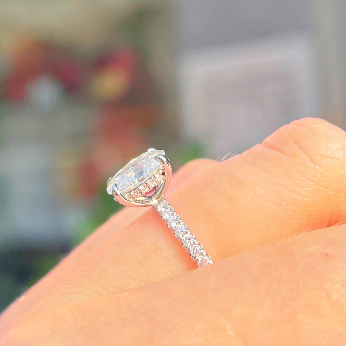 Oval-Cut Lab-Grown Diamond Platinum Engagement Ring | Size L ½