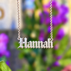 Personalised Sterling Silver Gothic Name Dropper Necklace | Made to Order