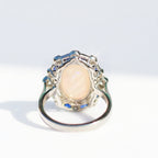 Art Deco Reproduction Opal, Sapphire and Diamond Platinum Ring | Size N ½