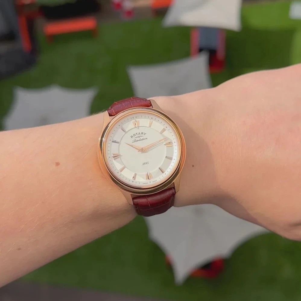 Rotary Rose Gold Revelation Reversible Face Gents Watch
