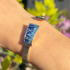 Scottish Runic 'Orkney Isles' Blue Enamelled Sterling Silver Bangle | Sheila Fleet
