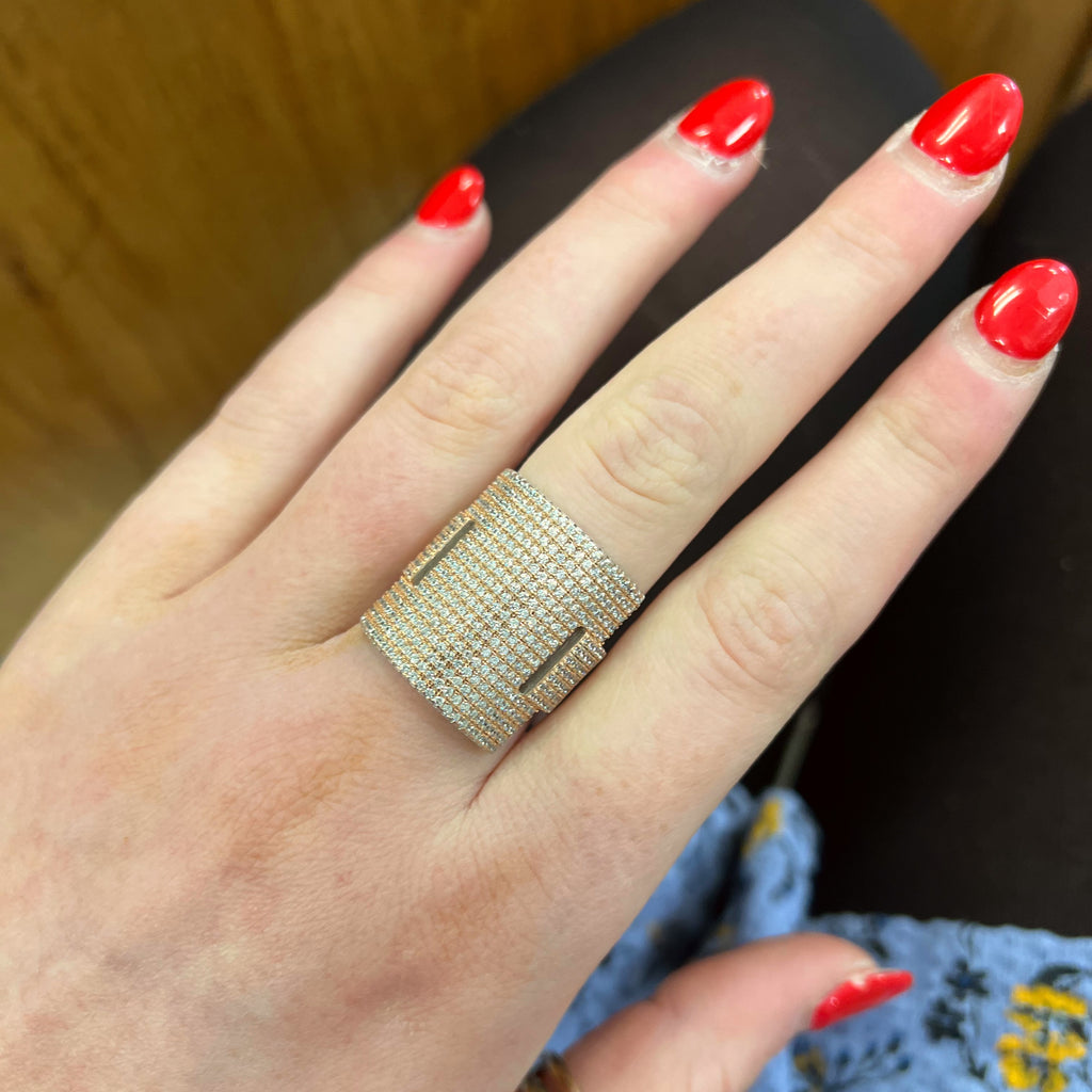 White Zirconia 18ct Rose Gold Plated Oleggio Ring | Size P | Sif Jakobs