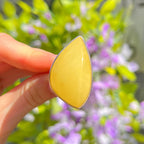 Yellow Butterscotch Amber Sterling Silver Chunky Ring | Size T