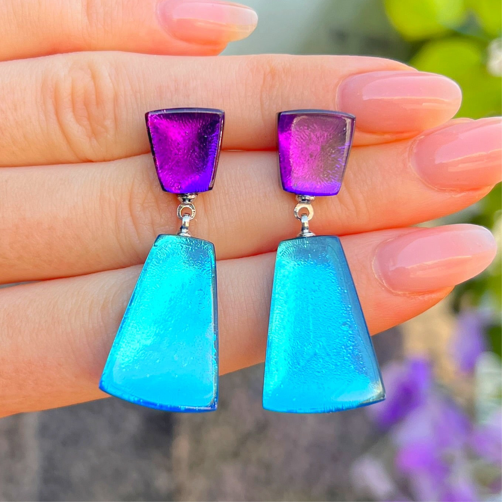 Blue & Purple Abstract Stud Earrings | Watch This Space