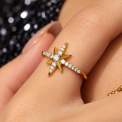 Gold on Silver Eight-Pointed North Star Ring | Ania Haie