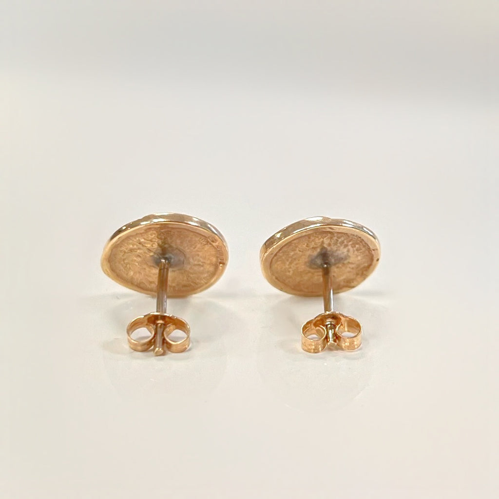 Vintage Charles Rennie Mackintosh Inspired Rose Motif Disc 9ct Yellow Gold Stud Earrings