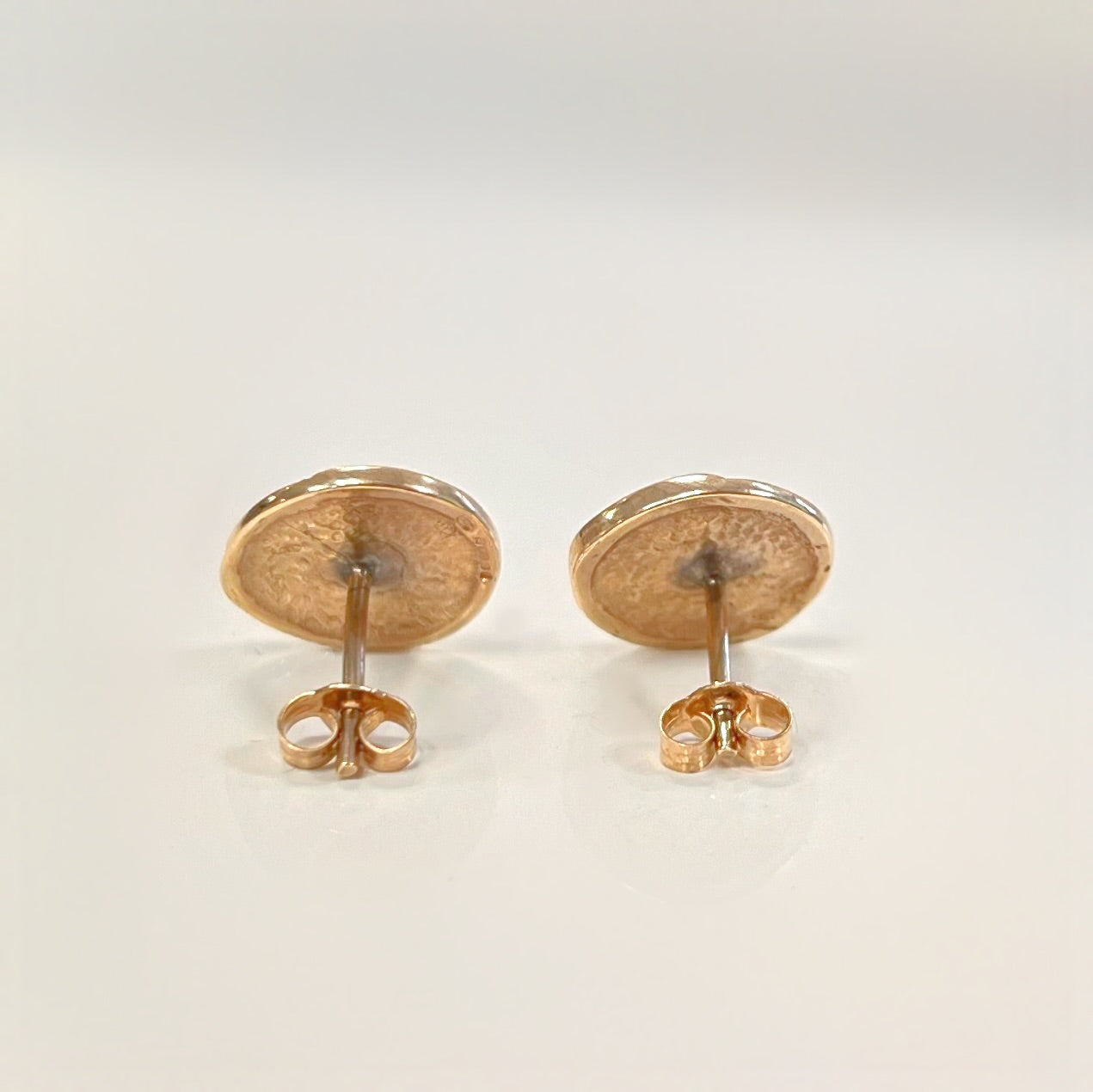 Vintage Charles Rennie Mackintosh Inspired Rose Motif Disc 9ct Yellow Gold Stud Earrings