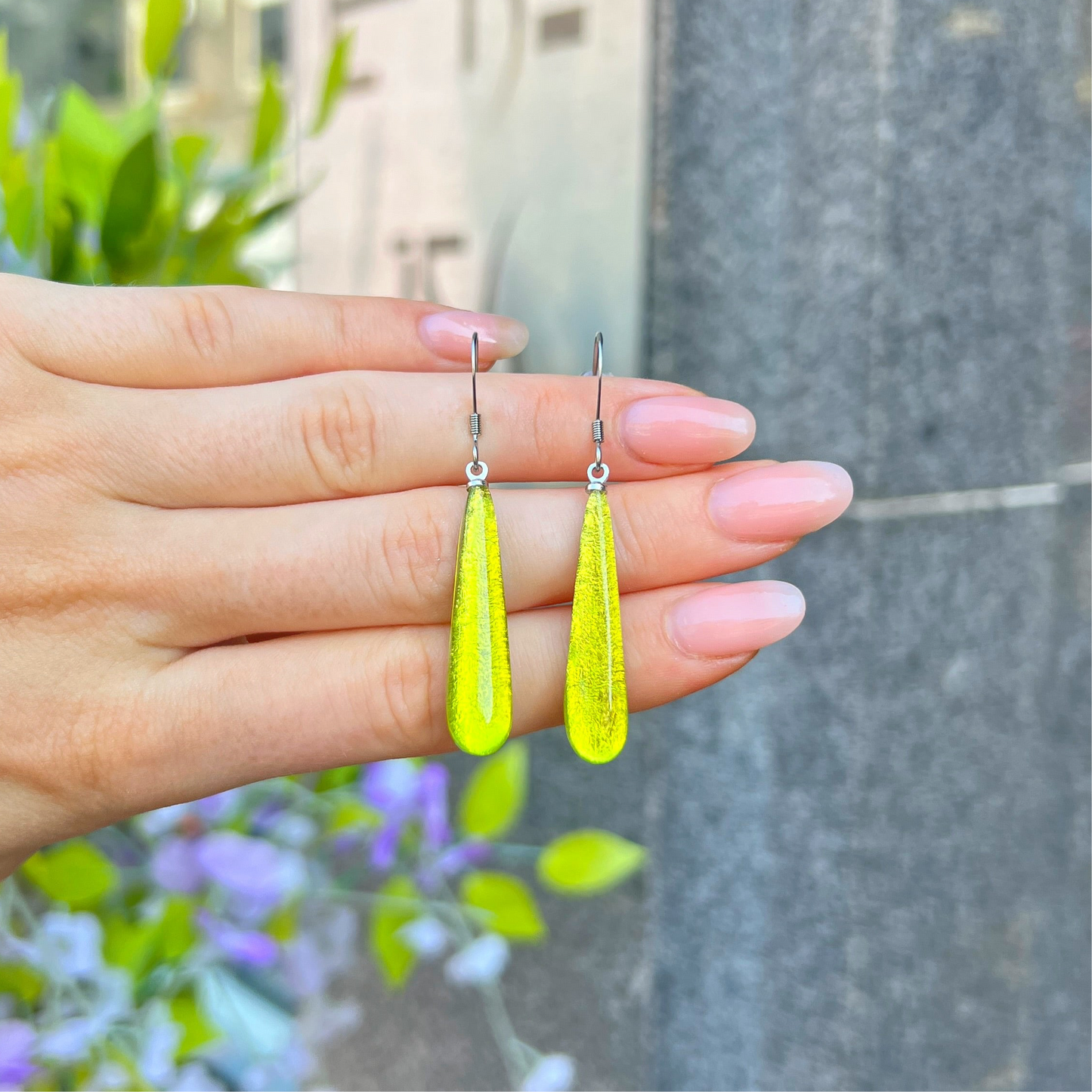 ‘Watch This Space’ Green Icicle Drop Earrings