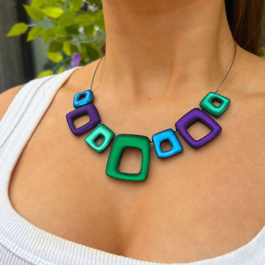 Pre-Order | Aurora Hollow Squares Necklace | Watch This Space