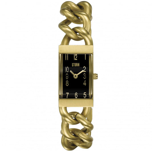 STORM Ladies Sansa Gold Steel Black Dial Bracelet Watch