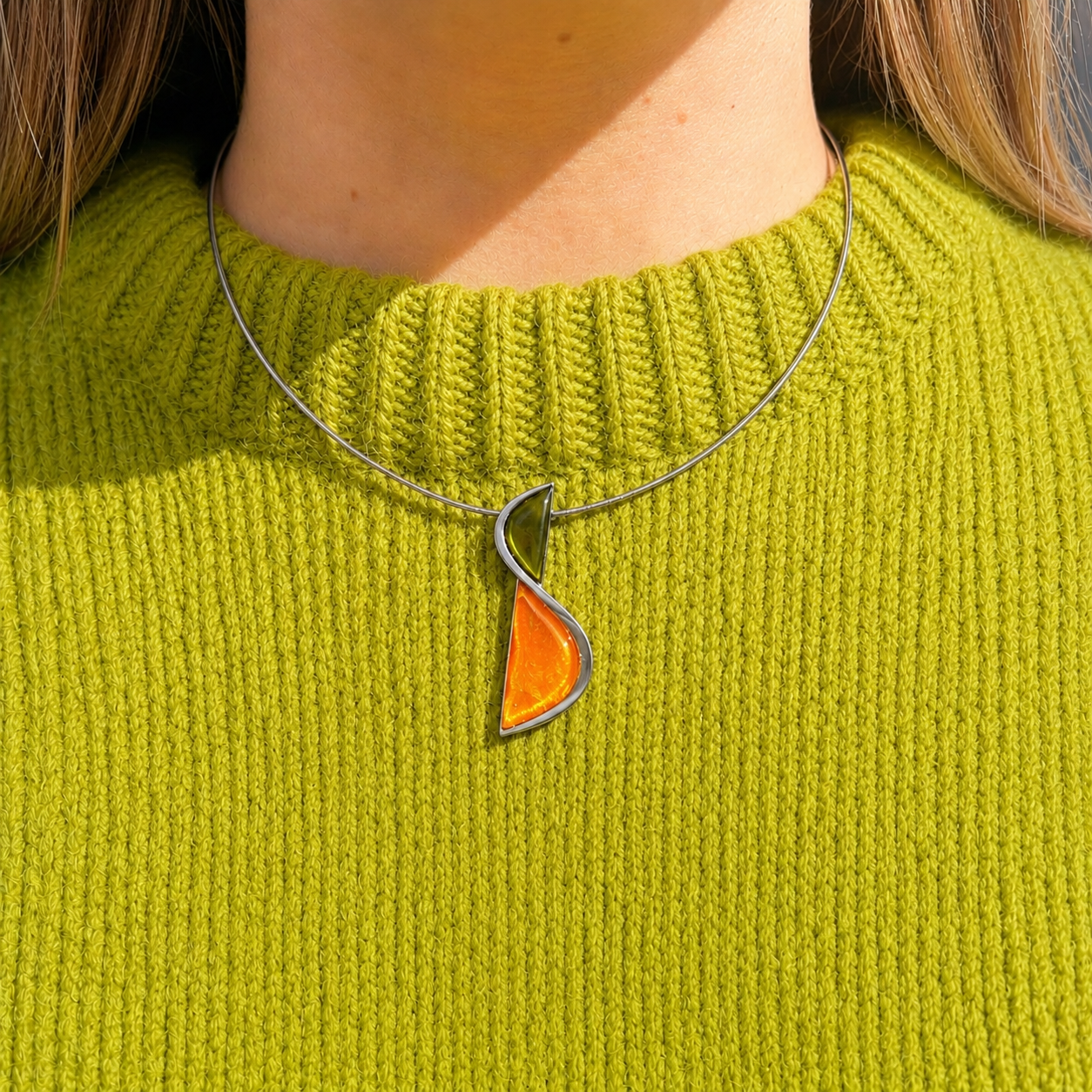 Orange and Green Swirl Necklace | Watch This Space