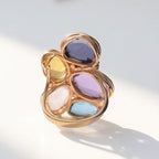 Rose Quartz, Iolite, Amethyst, Topaz, Opal and Diamond 14ct Rose Gold Chunky Ring | Peroni & Parise