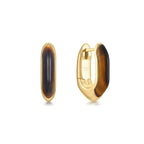 14ct Gold Plated Tiger Eye Huggie Hoop Earrings | Ania Haie
