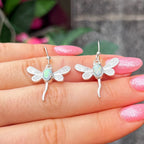 White Opal Sterling Silver Butterfly Drop Earrings