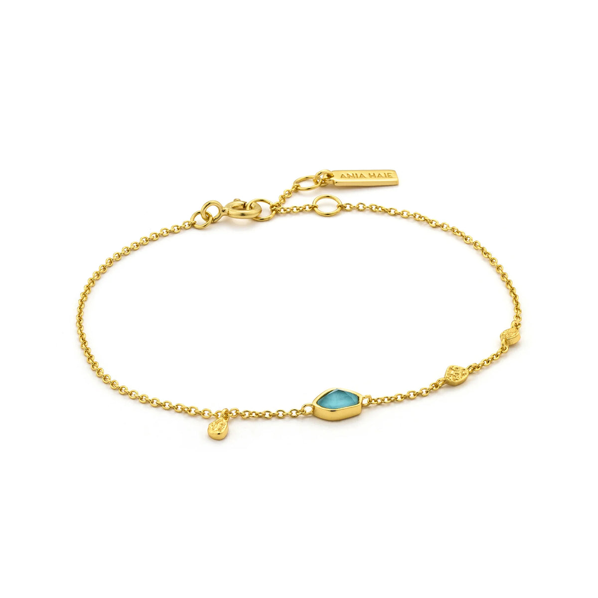Turquoise Discs 14ct Gold Plated Bracelet | Ania Haie