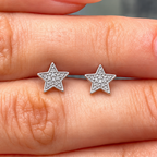 Cubic Zirconia Sterling Silver Star Stud Earrings