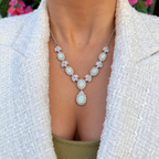 Opal & Cubic Zirconia Sterling Silver Necklace