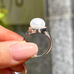 Cubic Zirconia and Pearl Sterling Silver Swirl Ring | Size M ½