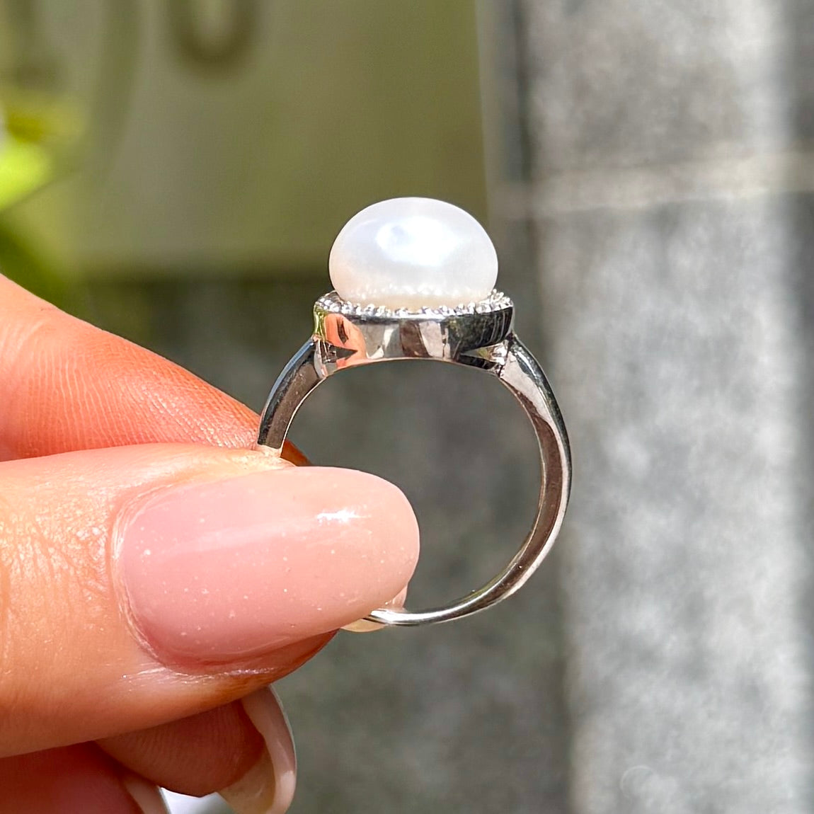 Cubic Zirconia and Pearl Sterling Silver Swirl Ring | Size M ½