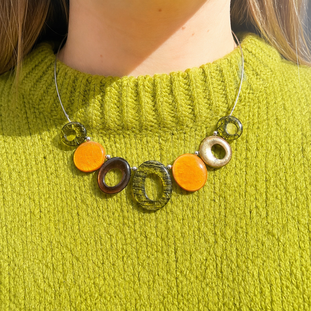 Pistachio Aztec Hollow Circles Necklace | Watch This Space