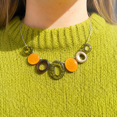 Pistachio Aztec Hollow Circles Necklace | Watch This Space