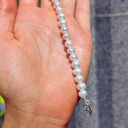 White Freshwater Pearl Beaded Sterling Silver Bracelet
