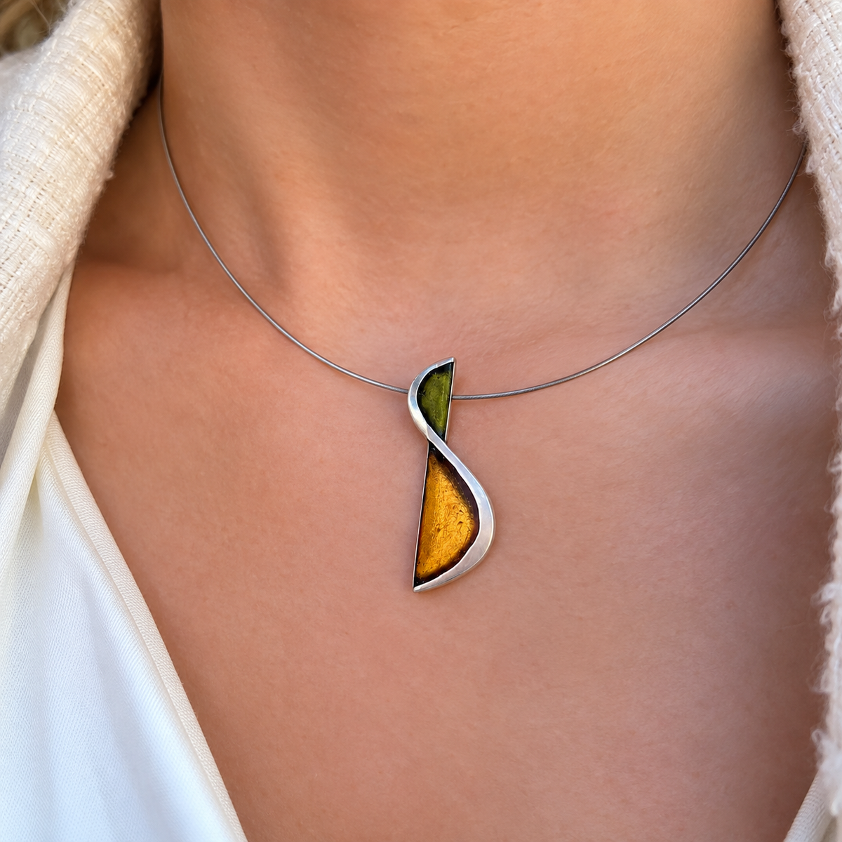 Orange and Green Pistachio Pendant Necklace | Watch This Space