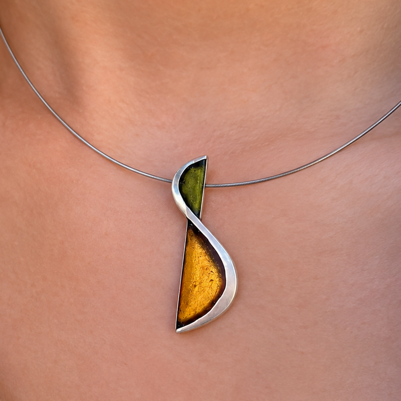 Orange and Green Pistachio Pendant Necklace | Watch This Space