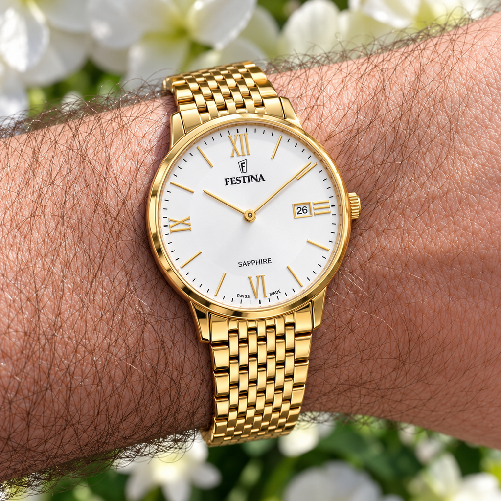 Festina | Swiss Made Gold Steel Watch | Gents