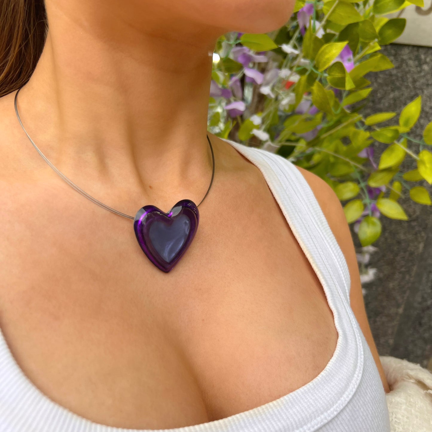 ‘Watch This Space’ Purple Love Heart Necklace