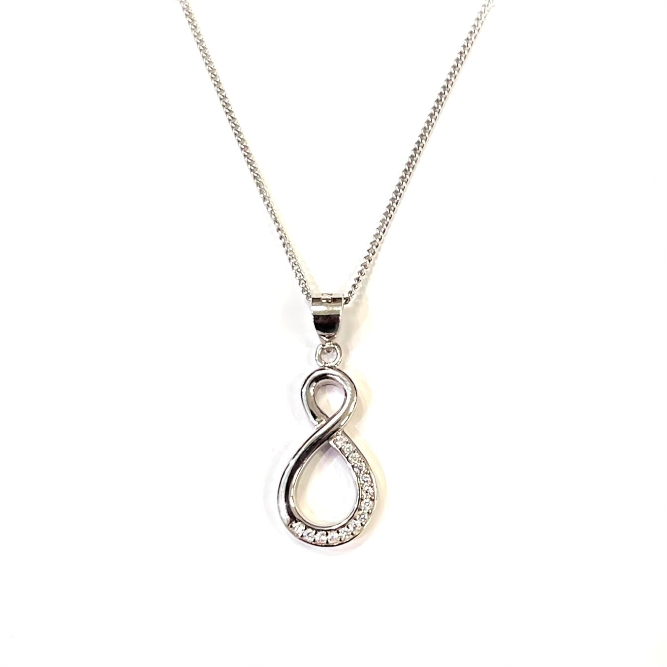 Cubic Zirconia Sterling Silver Infinity Necklace