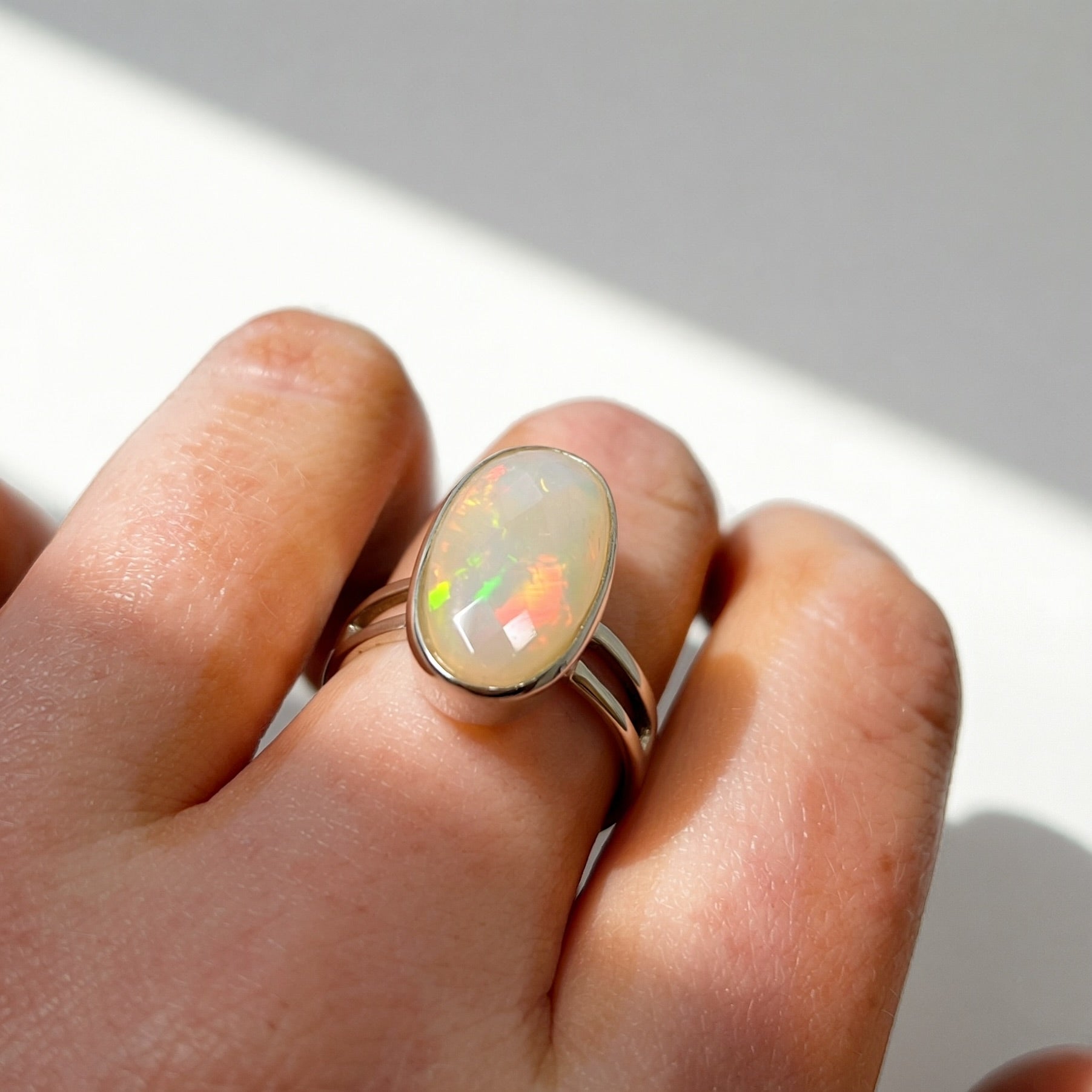 Natural Opal Sterling Silver Cocktail Ring | Size R ½
