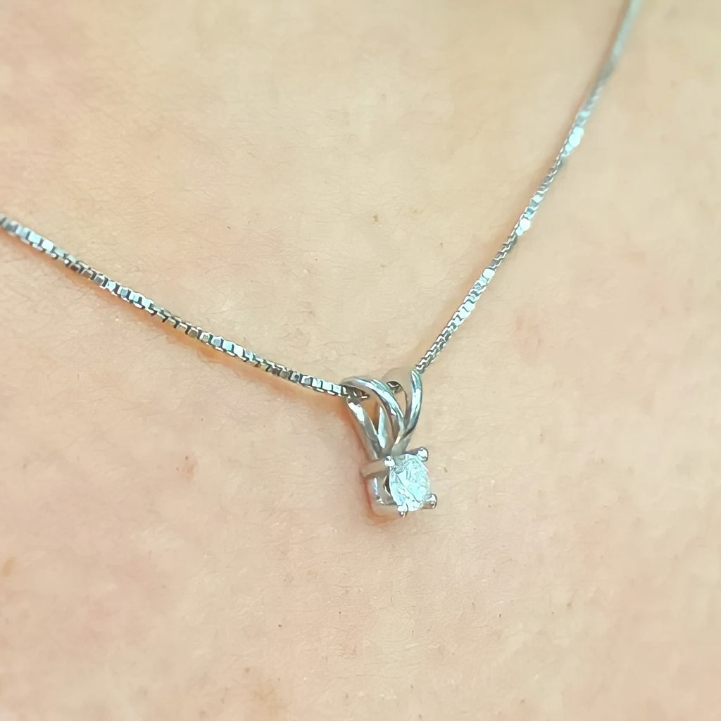 Diamond 9ct White Gold Dainty Necklace