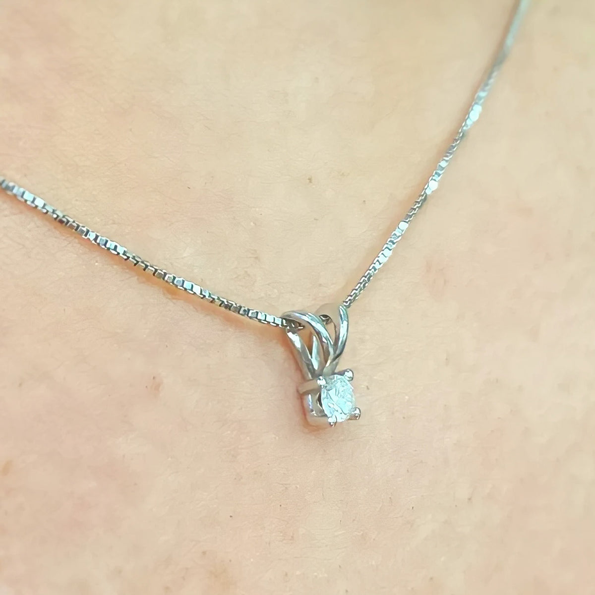 Diamond 9ct White Gold Dainty Necklace