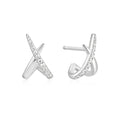 Silver Kiss Polished Pavé Stud Earrings | Ania Haie