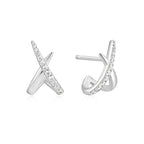 Silver Kiss Polished Pavé Stud Earrings | Ania Haie
