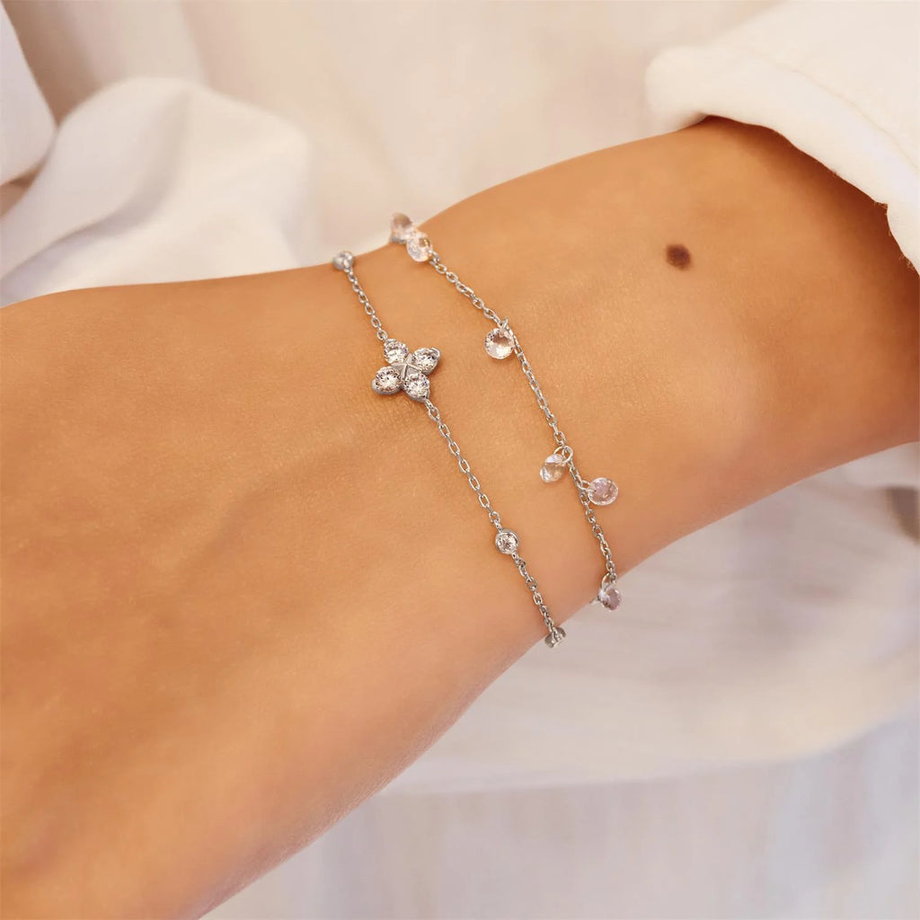 Lucky Clover Sterling Silver Cubic Zirconia Bracelet | Ania Haie