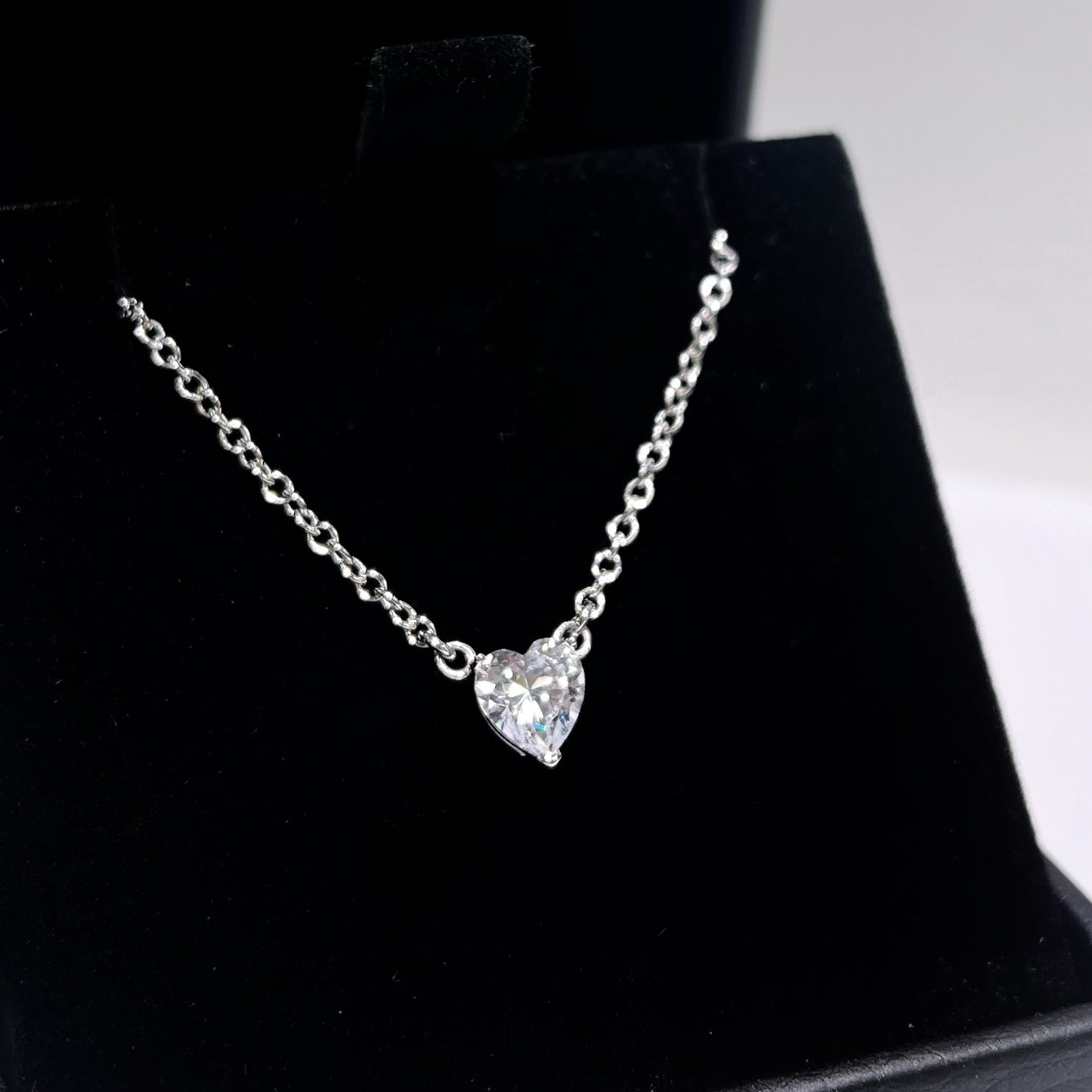 Sterling Silver Cubic Zirconia Heart Necklace