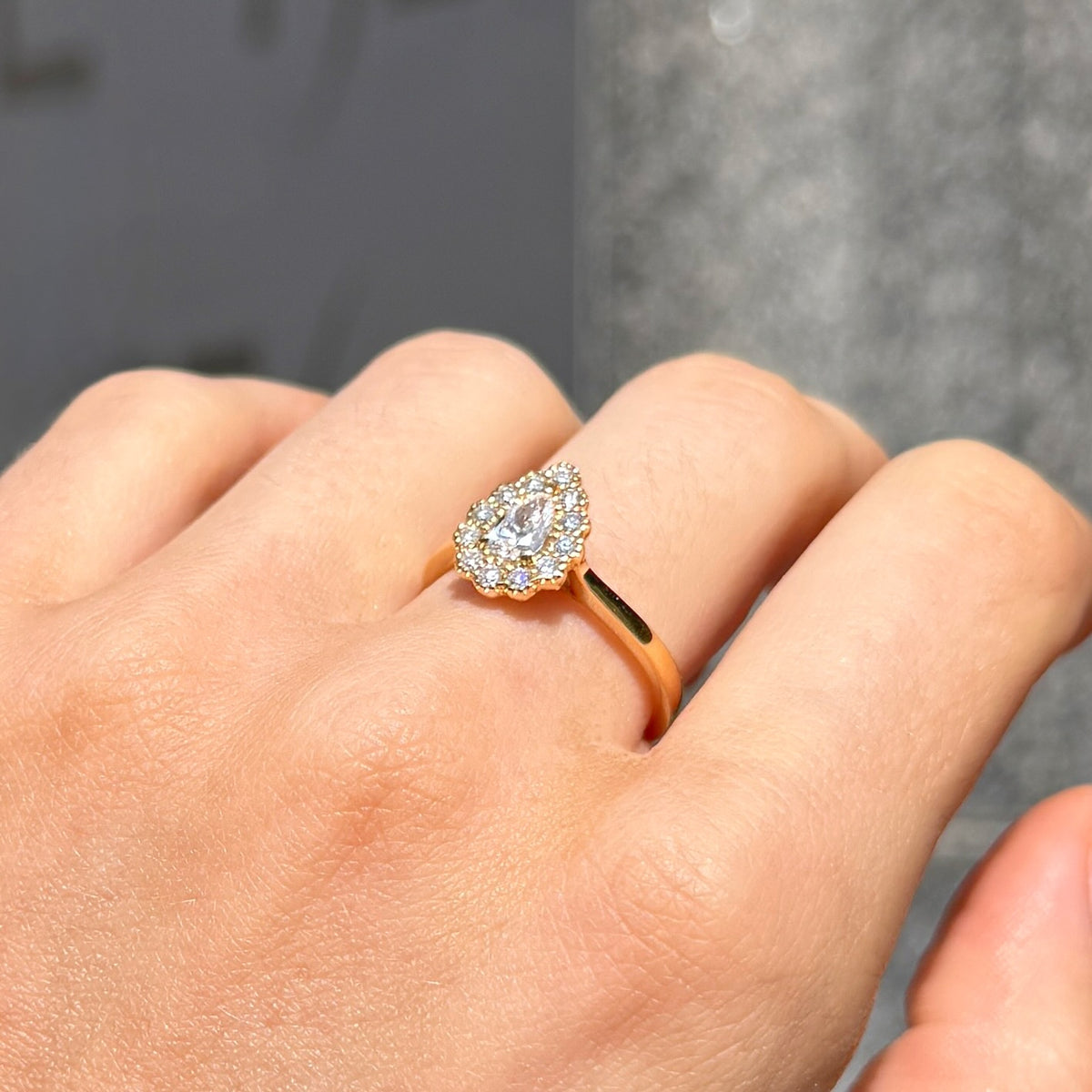 Pear Shaped Diamond 18ct Yellow Gold Ring | Size M