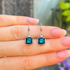 Pre-Order | Dark Turquoise Blue Square Drop Earrings | Watch This Space