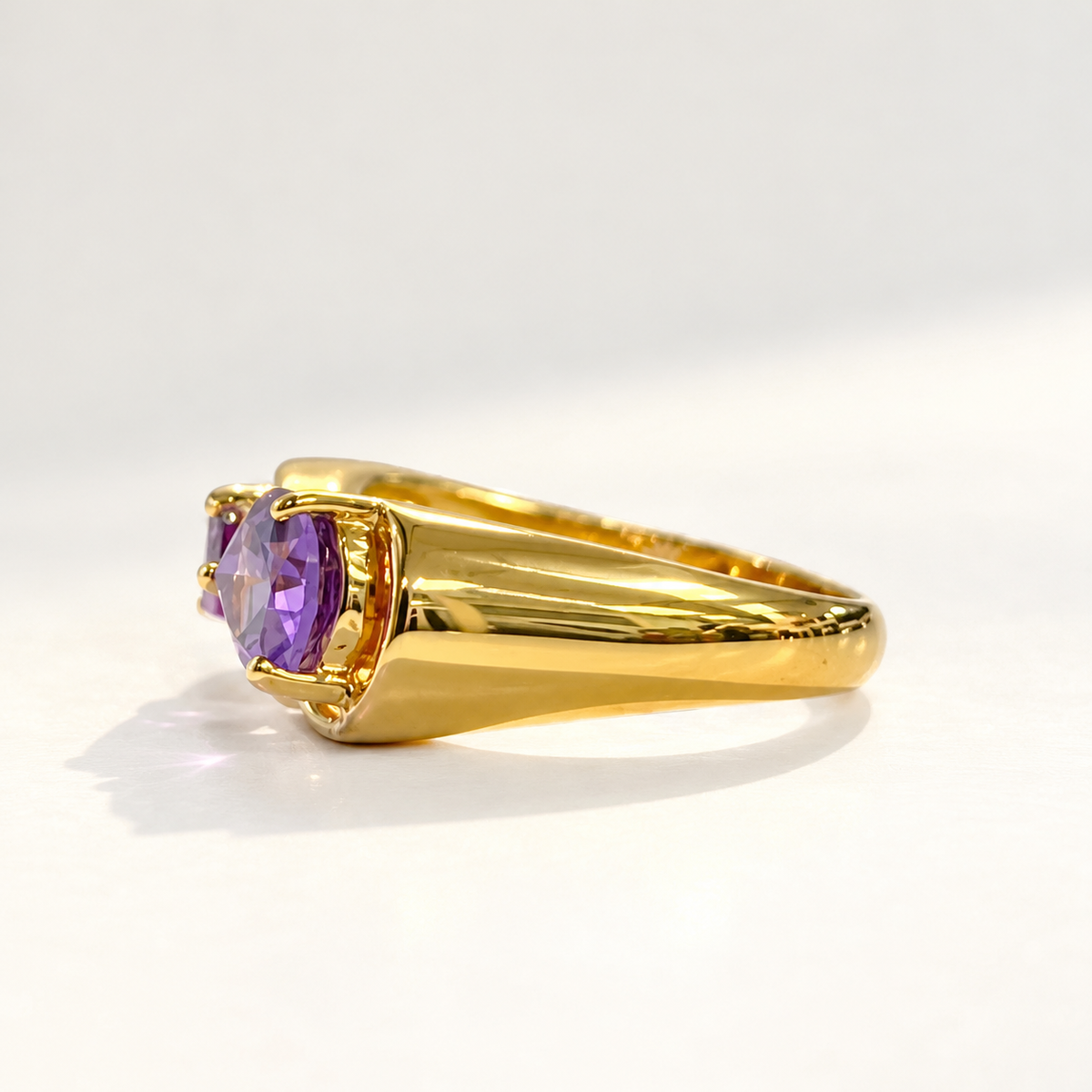 Burgundy & Lilac Gold Infinity 'Toi et Moi' Ring | Size M ½ | Unique & Co.
