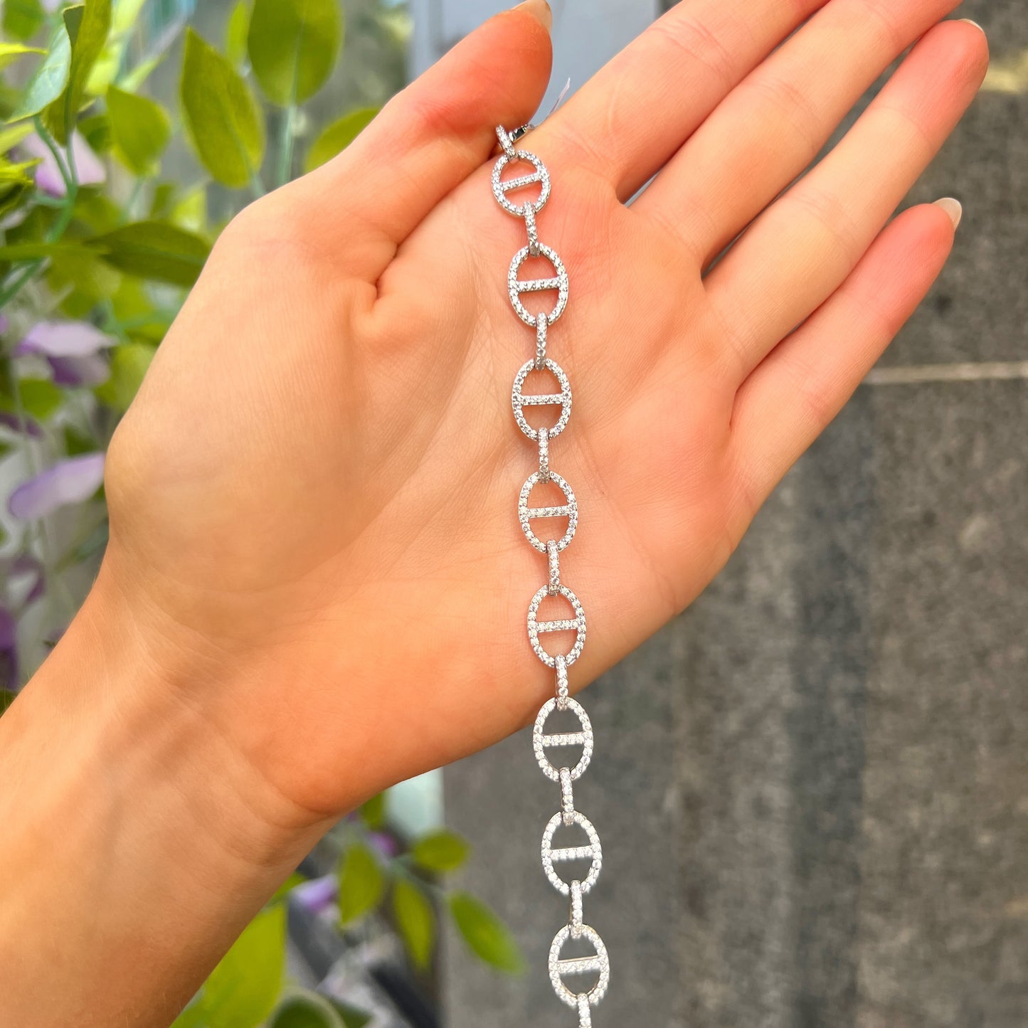 Elegant Sterling Silver Cubic Zirconia Bracelet