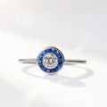 Art Deco Inspired Sapphire and Diamond Platinum Engagement Ring | Size N