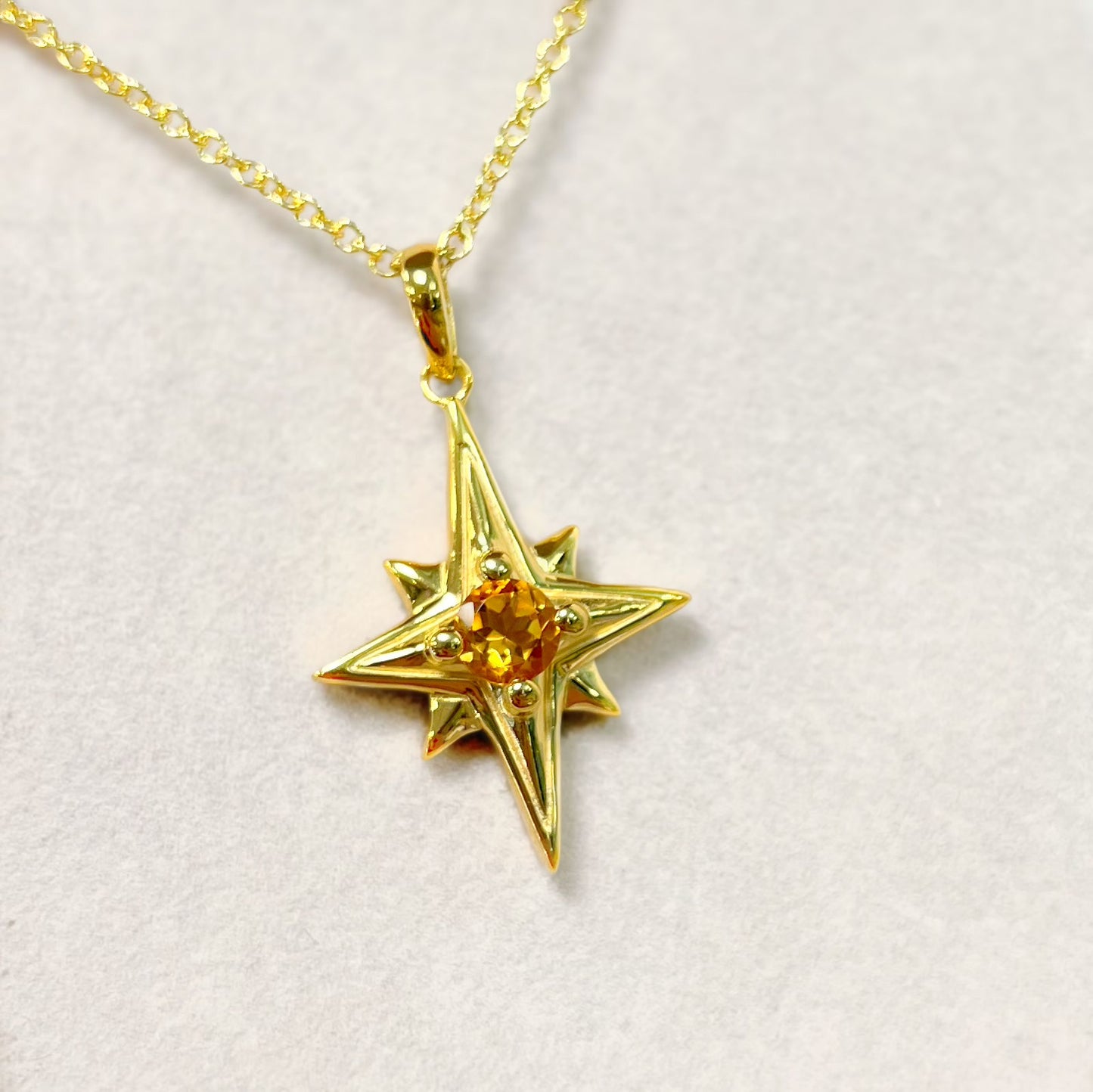 Celestial Gold-on-Silver Citrine Star Necklace