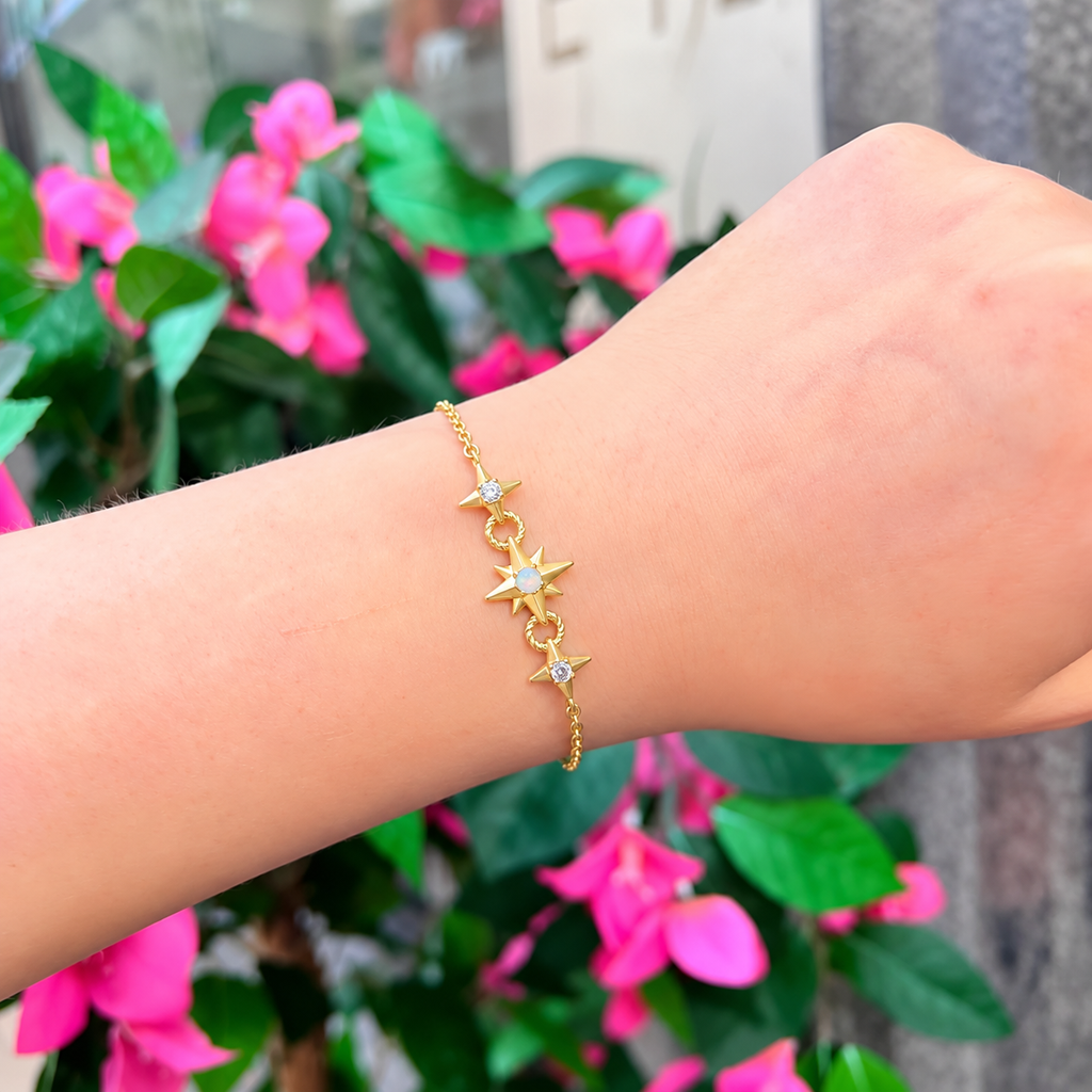 Kyoto Opal Linked Star 14ct Gold Plated Bracelet | Ania Haie