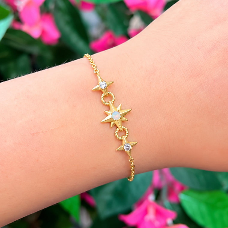 Kyoto Opal Linked Star 14ct Gold Plated Bracelet | Ania Haie
