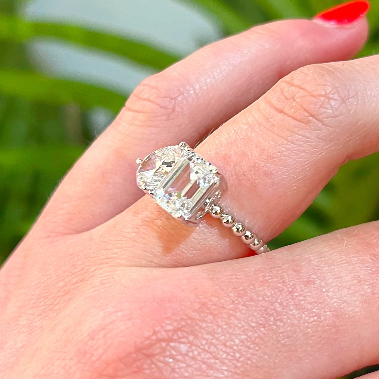 Cubic Zirconia Sterling Silver 'Toi et Moi' Ring | Size M