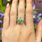 Jade and Diamond Art Deco Reproduction 9ct Yellow Gold Ring | Size N ½